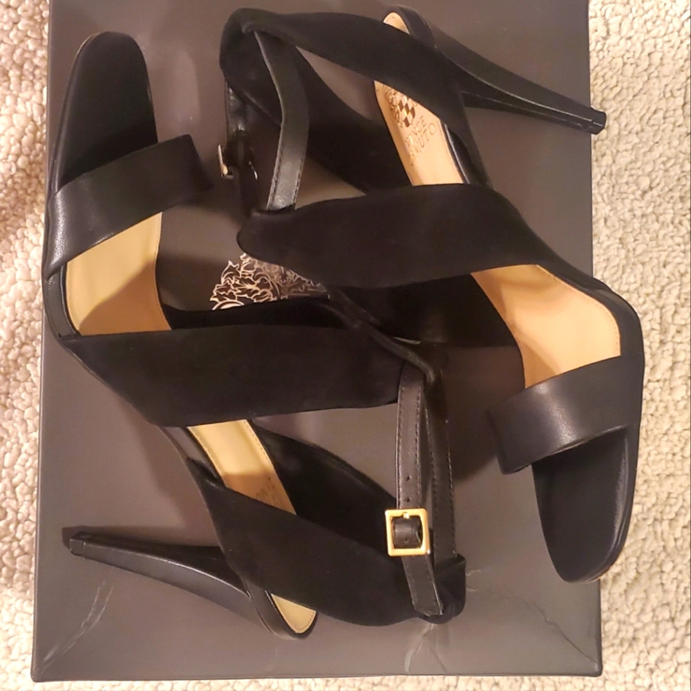 Vince Camuto Womens Kalintie Black Adjustable Strap Strappy Stiletto Heels 9.5